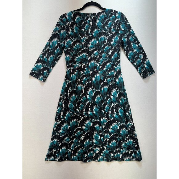 White House Black Market Womens Dress 3/4 Sleeve V-Neck Cross Front Size S Green - Picture 9 of 11